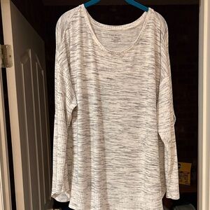 Lane Bryant White and Gray Crew Neck Sweater